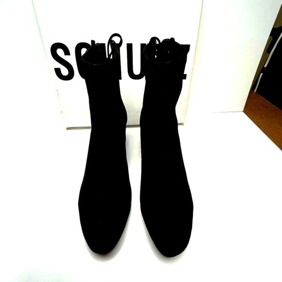 NIB SCHUTZ EMILIA KNIT TEXTURED BOOTIE IN BLACK  SZ  8.5 - Picture 8 of 14